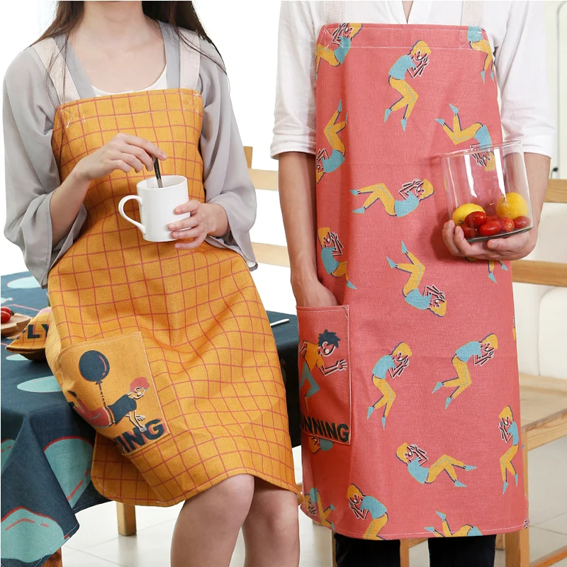 Aprons Cute Adult Kitchen Cooking Home Simple Anti Fouling Bakery Baking Waist Apron Work Wear 