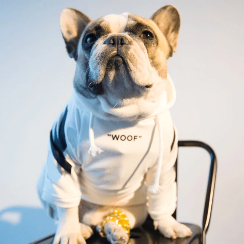Online Sudaderas con capucha Para perro mascota de algodón Para perros pequeños ropa Bulldog francés sudaderas a rayas traje Para PUG Puppy ropa Para PC1062