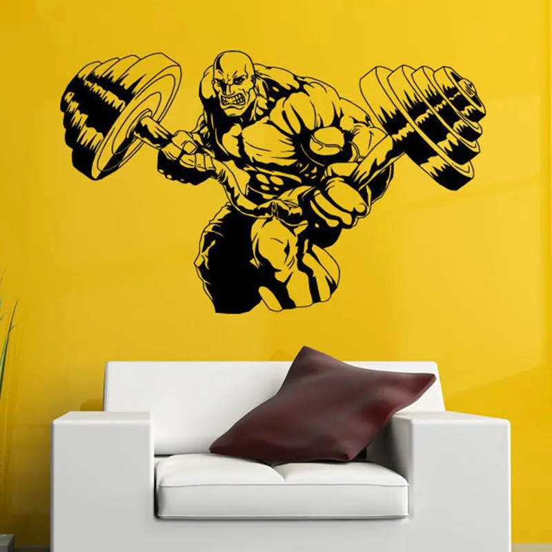 DCTAL Gym Sticker Fitness Barbell Decal Body-building Posters Vinyl Wall Decals Pegatina Quadro Parede Decor Mural Gym Sticker