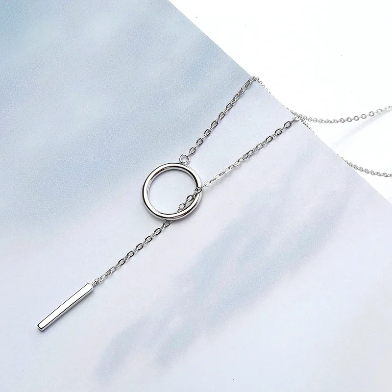 Cena INZATT minimalistyczny geometryczny okrągły wisiorek naszyjnik łańcuch sweter prawdziwe 925 Sterling Silver dla kobiet biżuteria rocznica prezent