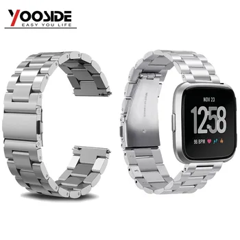 

for Fitbit Versa Bands Solid Stainless Steel Band Strap Metal Wristbands for Fitbit Versa Smartwatch Bracelet