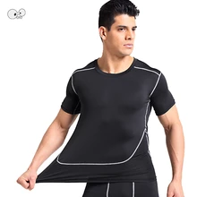 Сжатия рубашки для мальчиков база слои мужские бег тренажерный зал Футболка короткий рукав тренировки Фитнес Спортивная одежда эластичные