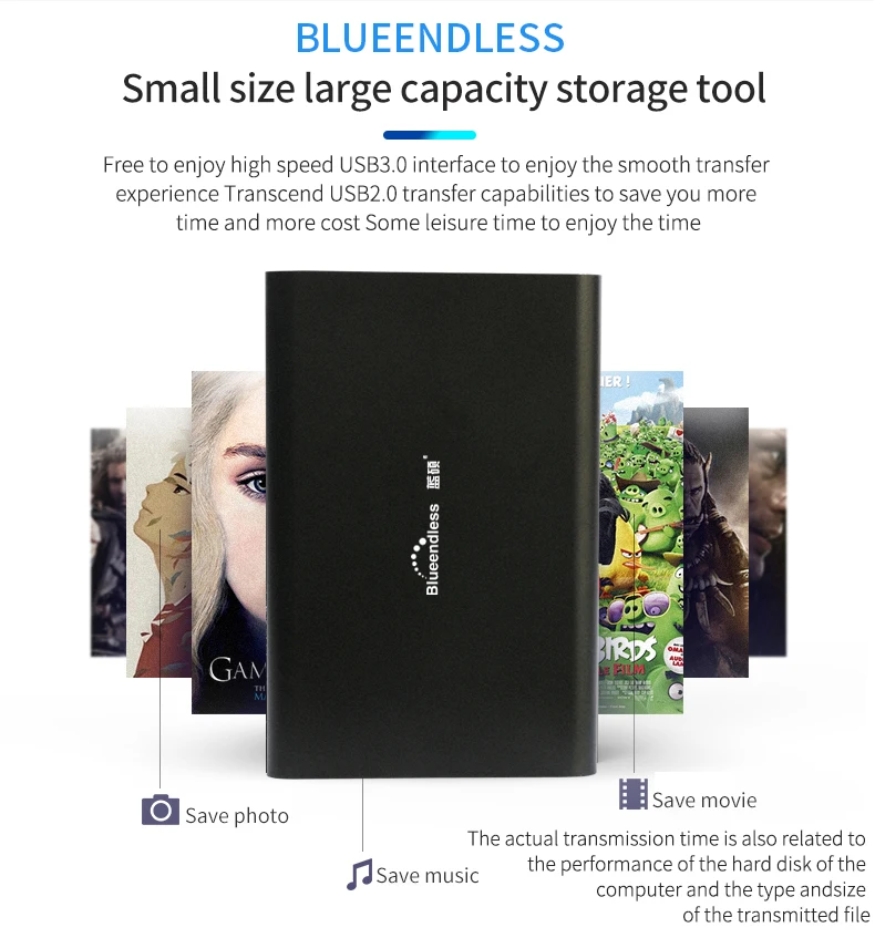 USB3.0 External Hard Drive Aluminum hard case hard disk external 320G500G750G1TB2TB HDD for PCLaptop blueendless  (11)