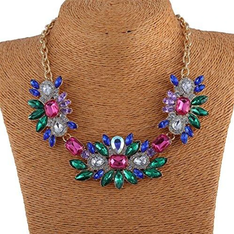 XIUFEN Для женщин Мода красочные Цепочки и ожерелья Bling Стекло дрель горный хрусталь