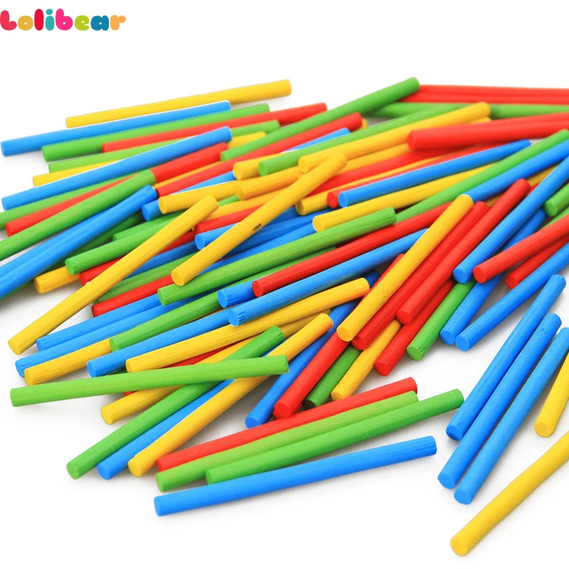 100Pcs/Pack Colorful Wood Counting Sticks Montessori Educational Mathematical Intelligence Stick
