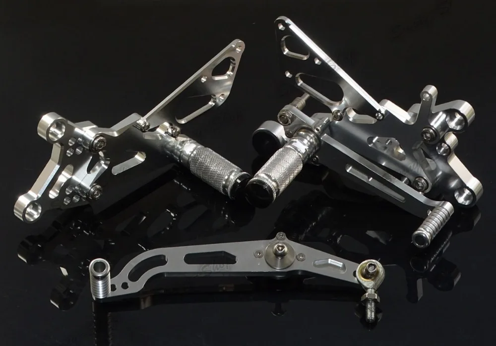 Мотоциклетные Регулируемые задние комплекты Rearset подставка для ног Серебристые