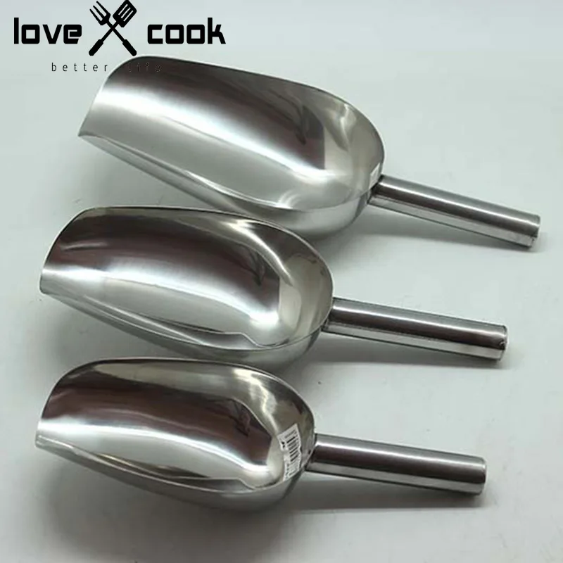 Stainless Steel Ice Scoop 3 Size Ice Scraper Food Buffet Bar Scoops Ice