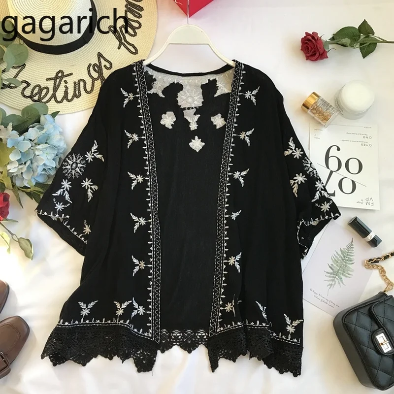 Женская рубашка с вышивкой Gagarich хлопковая свободная тонкая пляжная в этническом
