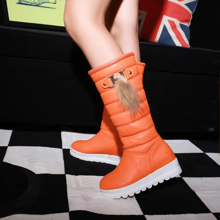 boots genuine fox fur women snow shoes 