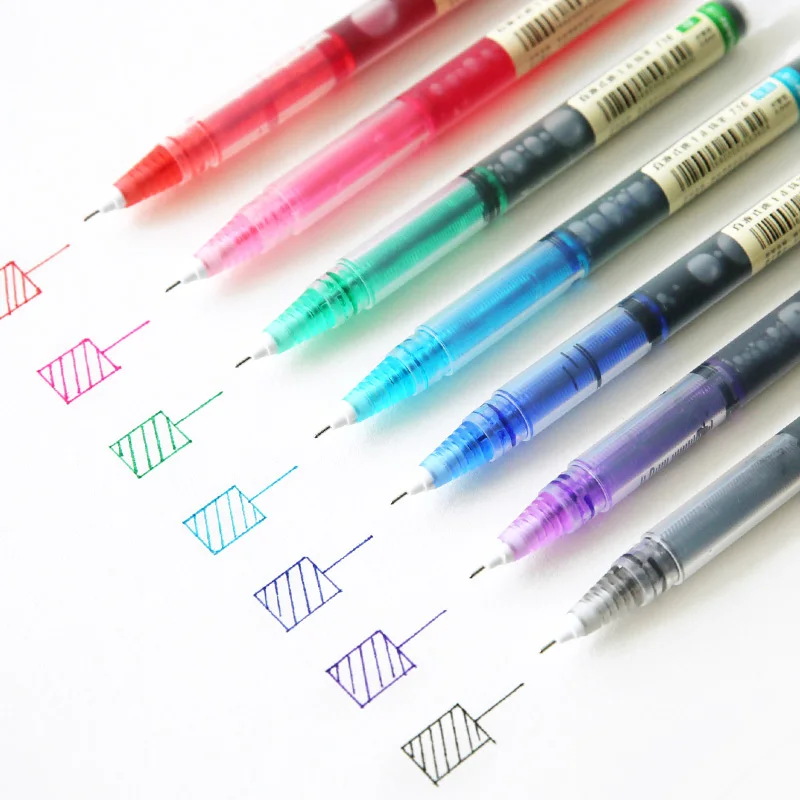 7Color Gel Pen Ink Rollerball Pen Business Office School Stationery 0.5mm/0.38mm