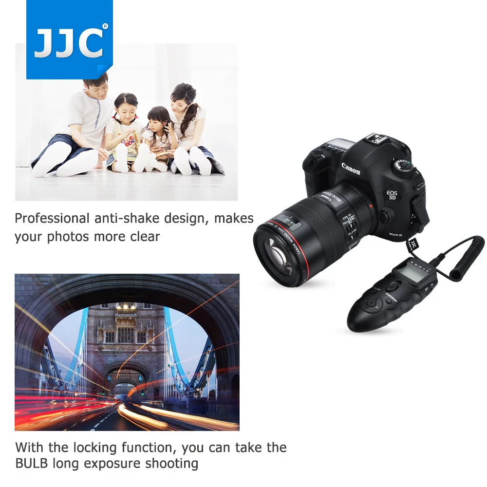 JJC Wireless Multifunction LCD Timer Remote Control for Canon EOS 850D 5DS R7 R10 1DC 5D 7DM3 7DM2 6D 5D2 5D3 AS RS-80N3 TC-80N3