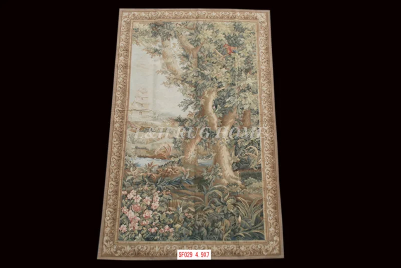 US $1.718.00 Free Shipping 49x7 Handmade wool aubusson tapestry gobelin carpet wall hanging tapestry wool tapestry paintings