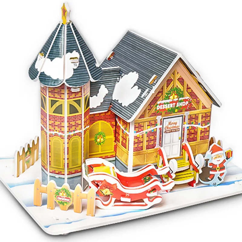 

3D DIY Puzzle Castle Model Cartoon House Assembling Paper Toy Kid Early Learning Construction Pattern Gift Children House Puzzle