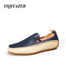 Yiqitazer бренд Открытая Летняя обувь повседневная обувь мужские лоферы, Мужская обувь из натуральной кожи мужская обувь Большие размеры 36–47