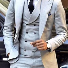 Мужской костюм из 3 предметов бордовый двубортный жилет формальный деловой приталенный смокинг для свадьбы блейзер+ жилет+ брюки