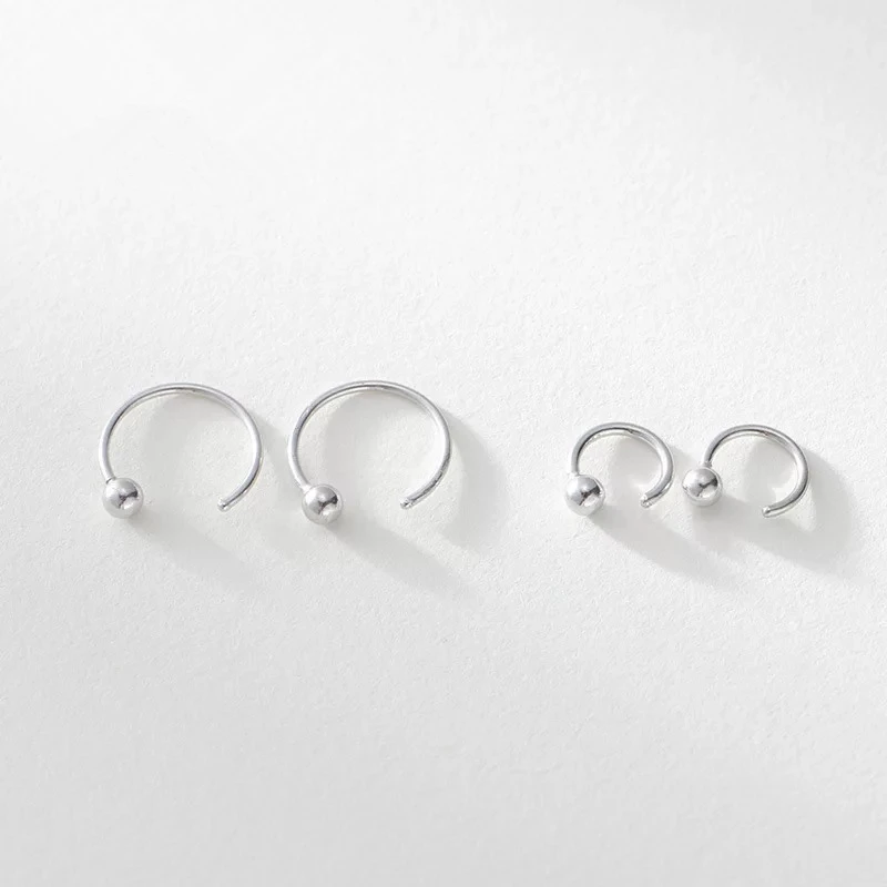 New 925 sterling silver earrings half circle ball earrings earrings ear bone wild simple men women boys girls silver ear jewelry