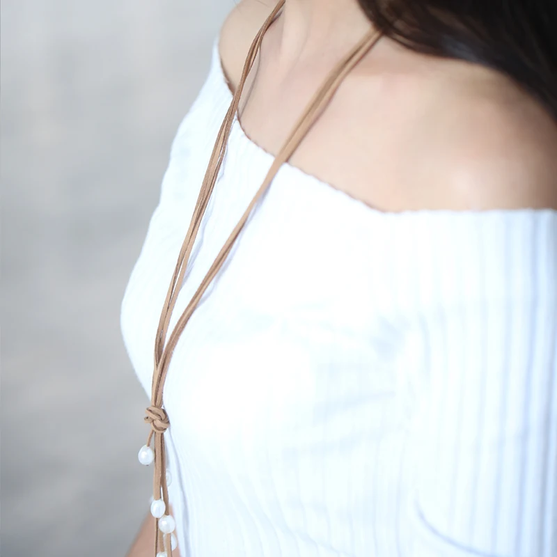 

DAIMI Casual Pearl Necklace Stylish Sweater Chain Cultured Pearl Jewelry Long Necklace Birthday Gift