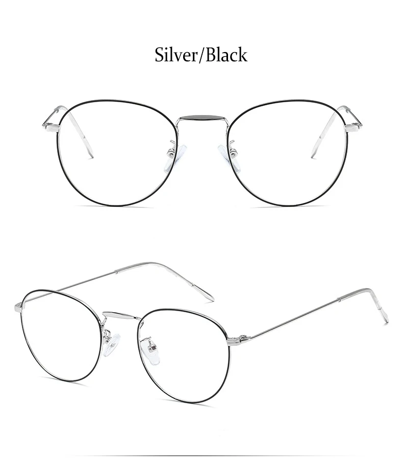 Круглые очки для компьютера, прозрачный Анти-синий светильник, оправа для очков, женские брендовые дизайнерские металлические антибликовые линзы, поддельные очки