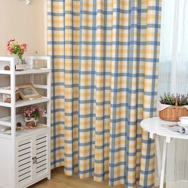Polyester Printed Curtains Color Pattern Plaid Vertical Polyester Printed Curtains Color Pattern Plaid Vertical Blinds Past Style 2colors Yellow And Blue Red