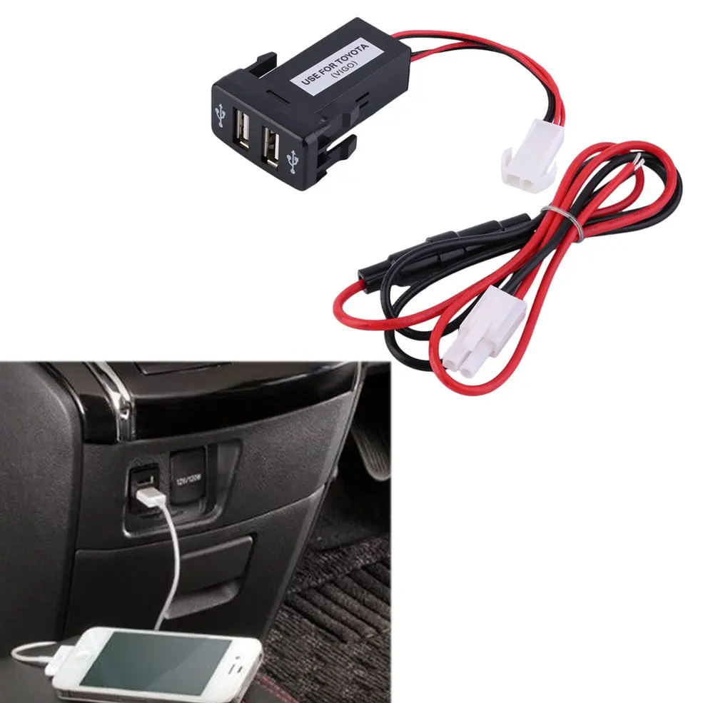 

Car USB Port Charger For TOYOTA Dual USB Socket Charger Adapter Durable 5V 2.1A 1A Automobile Charging Device