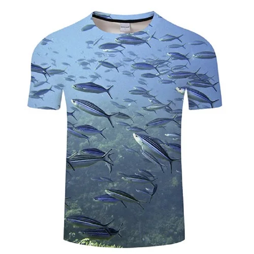 Новинка, стильная повседневная футболка с цифровым 3D принтом рыбы, мужская и женская футболка, летняя футболка с коротким рукавом и круглым вырезом, Топы И Футболки азиатского размера - Цвет: Бургундия