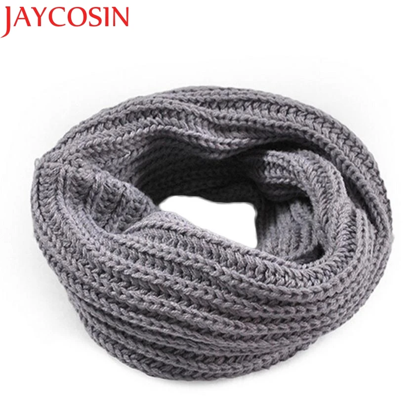JAYCOSIN осенне-зимний вязаный шерстяной шарф для мальчиков и девочек, шаль, зимний теплый шарф с воротником, Прямая поставка