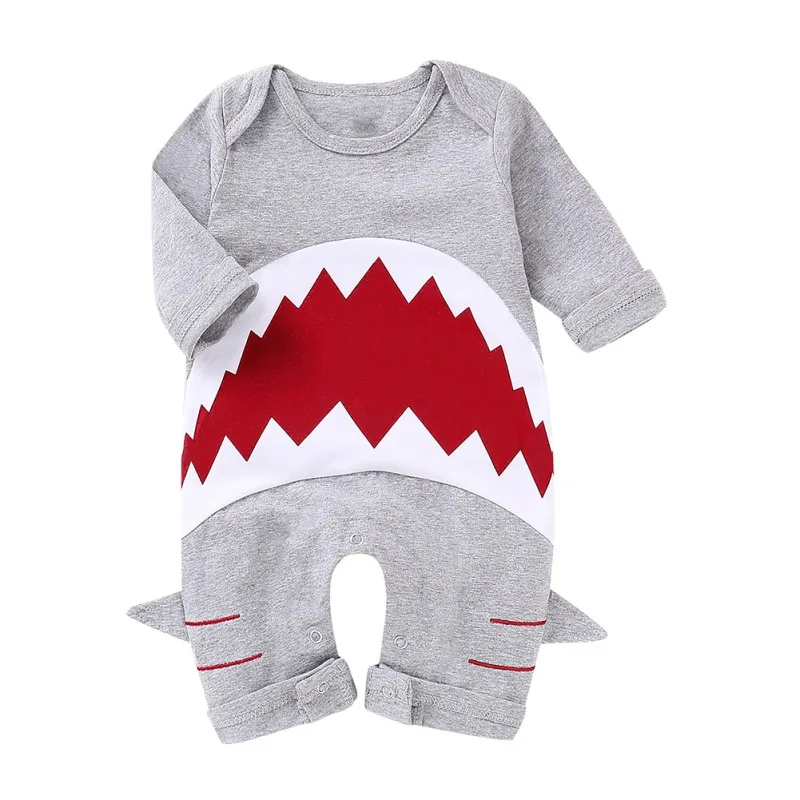 

Spring Baby Clothes Boy Girl Rompers Long Sleeve Cartoon Newborn Cotton Shark Pattern Jumpsuit Costumes Animal Pajamas Outwear