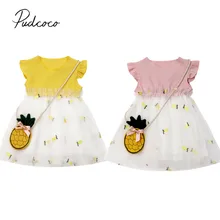 Детская летняя одежда платье-пачка с оборками для новорожденных девочек праздничное платье принцессы сарафан сумка в виде ананаса