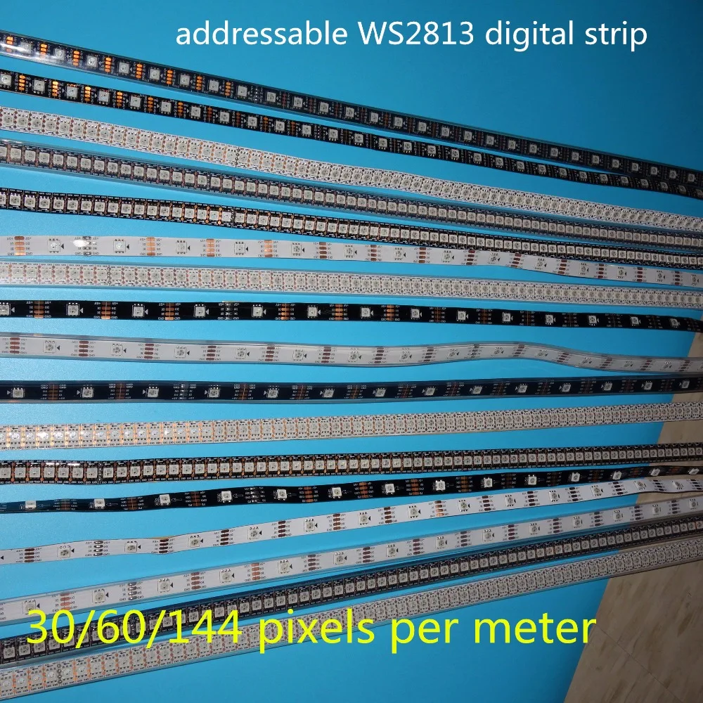 1 м/4 м/5 м WS2813B (WS2811 протокол) 30/60/144 пикселей Пиксельная адресация полосы, черный/белый печатных плат, IP33/IP65/IP66/IP68, вход DC5V