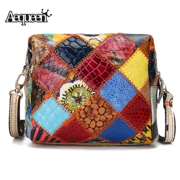 

AEQUEEN Colorful Shoulder Bags Women Messenger Bags New Patchwork Design Trunk Bag Ladies Clutches Purse Girls Random Color