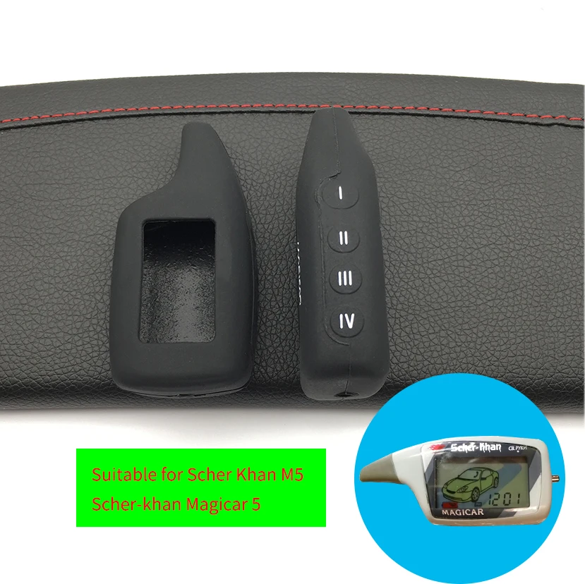 

Hot Sale LCD Remote 100% Silicone Key Case for Russia Vehicle Security 2 Way Car Alarm System Scher Khan M5 Scher-khan Magicar 5