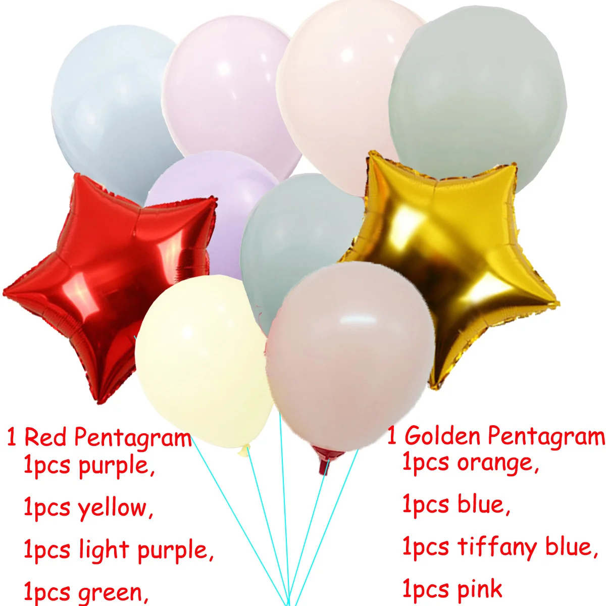 

10 PCS 10 inch Macaroon Balloon Happy Birthday Balloon Birthday Party Decoration Kids Boy Girl Party Ballon Aluminum foil star