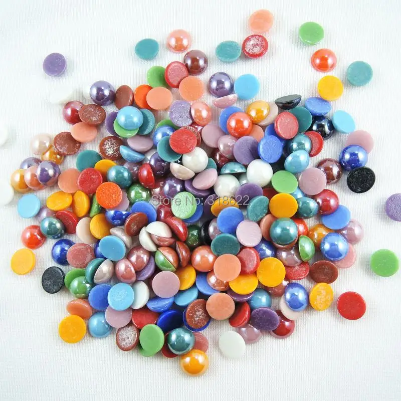 Hot Free Shipping 12mm 100pcs Mixed Colors Round flatback Beads Ceramic