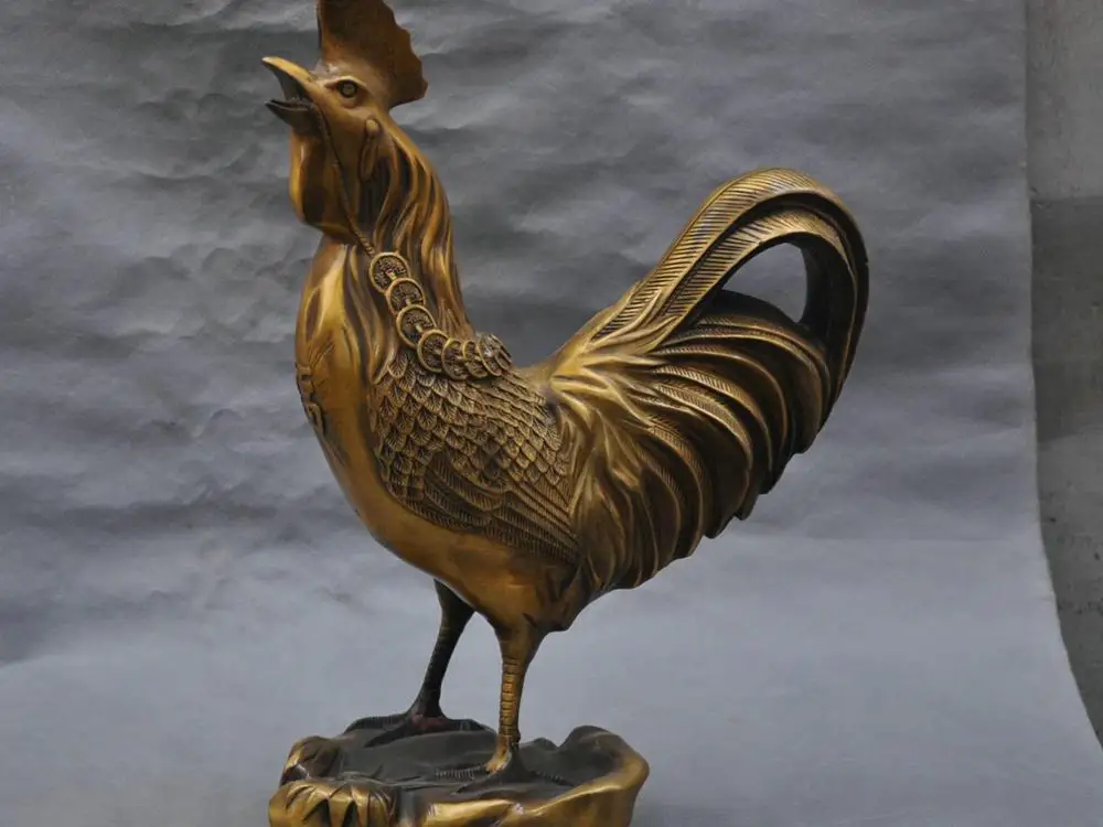 

18'' China Fengshui Bronze Big Cock Chicken Rooster luck Statue