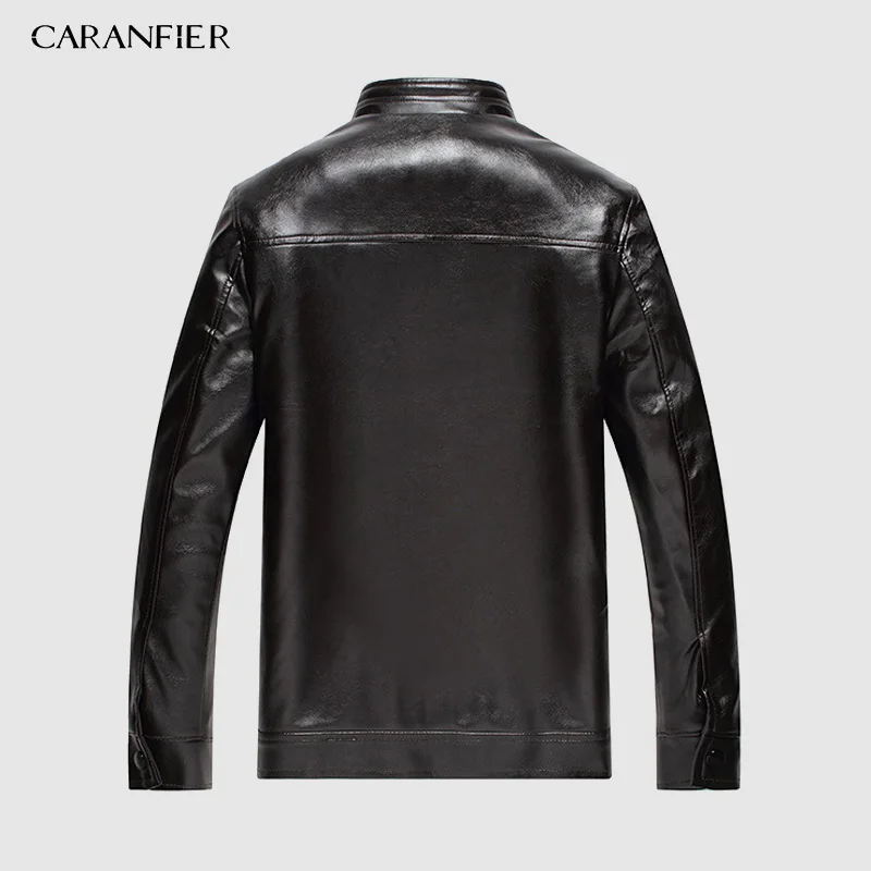 Куртка из искусственной кожи CARANFIER для мотоциклистов с воротником стойкой
