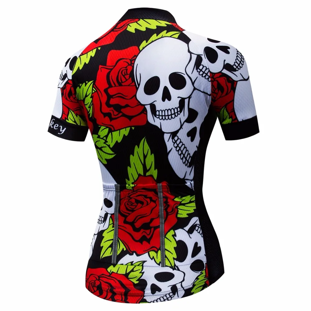 2018 Ciclismo Jersey mujer Jersey Mtb bicicleta de montaña camisa roja transpirable Ropa de Ciclismo Ropa Ciclismo deportes top cráneo verano azul