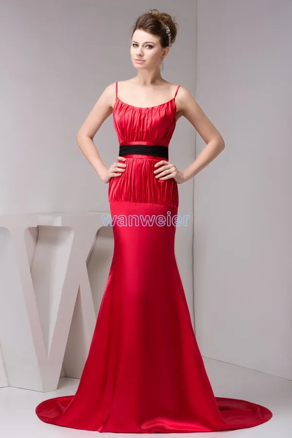 

free shipping 2014 new design high quality gown mermaid brides maid hot sale red pleat beach Custommade size/color evening dress