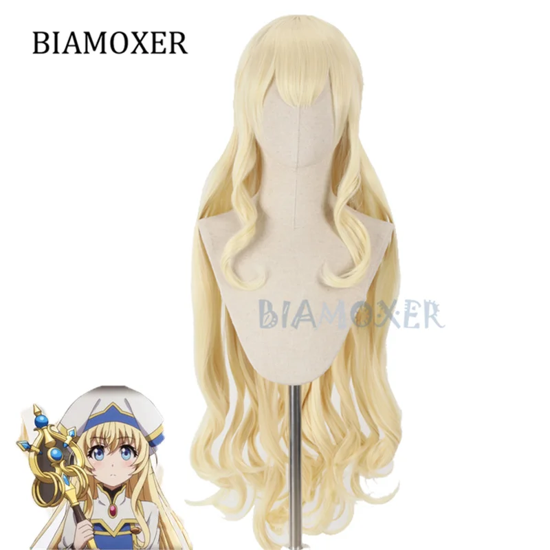 100 см аниме Goblin Slayer Priestess Cosplay Wig светло Золотые длинные прямые волосы парики| |