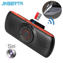  JINSERTA Bluetooth Speakerphone SIRI 3W Speaker Car Handsfree Kit MP3 Player TF Music play Connect 2 Phones Loudspeaker 