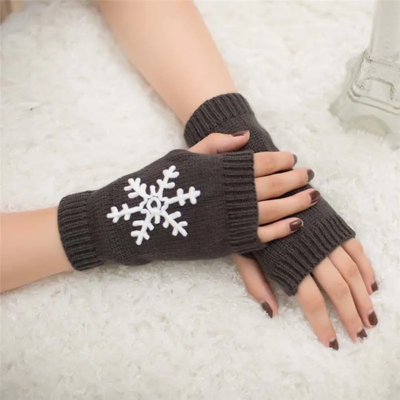 Для женщин трикотажный вязаный руки теплые, без пальцев Зимние перчатки мягкие теплые варежки перчатки eldiven handschoenen 40FE22 - Цвет: E