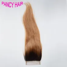 Straight Hair Dark Root Ombre Blonde Lace Top Closure Two Tone Ombre Brazilian Human Virgin Hair Bleached Konts Latest Fashion