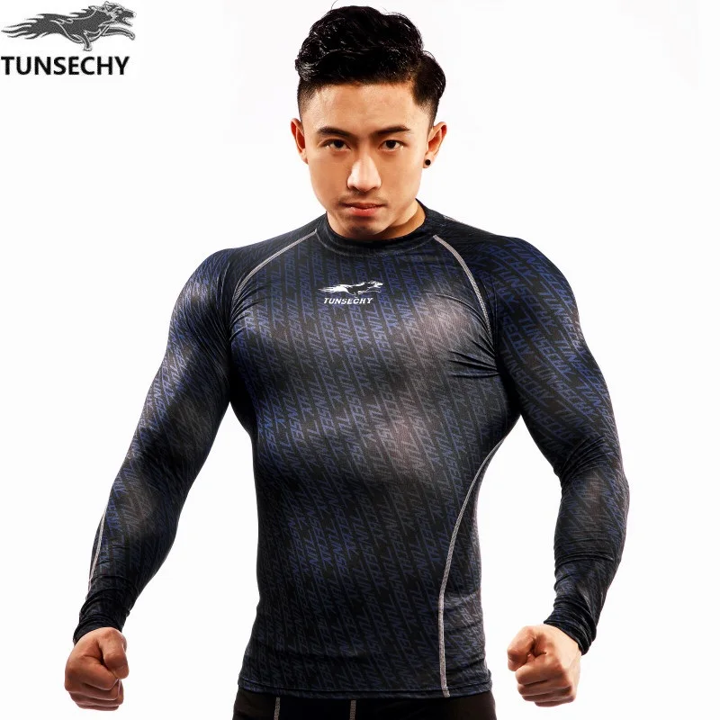 Men Fitness Compression Long Sleeves Shirts Base Layer Skin Tight Weight Lifting