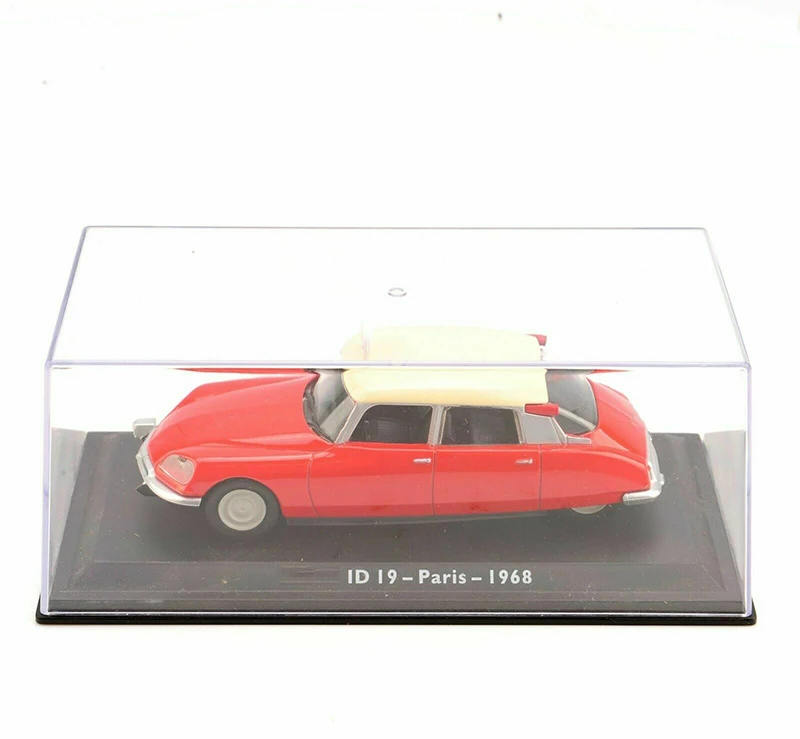 Дешево Коллекционная модель автомобиля Красного белого цвета, масштаб 1 43, литье под давлением, такси ID 19 Париж 1968, модели автомобилей для детей, под...