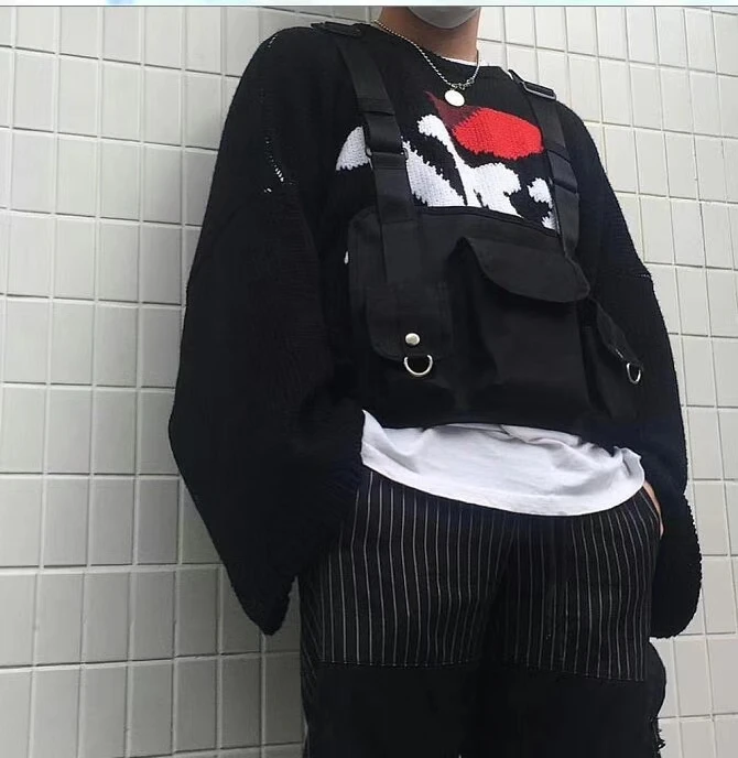 Темная икона, многофункциональный жилет с 3 карманами для мужчин и женщин, новинка, модная мужская жилетка в стиле хип-хоп, черная уличная одежда