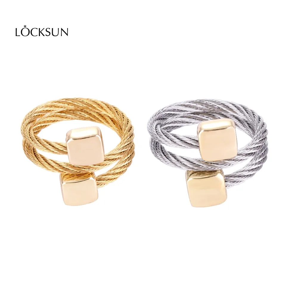 Locksun Gold Silver Color Twist Classical Wedding Engagement Ring for Woman Girls Statement Adjustable Wholesale | Украшения и