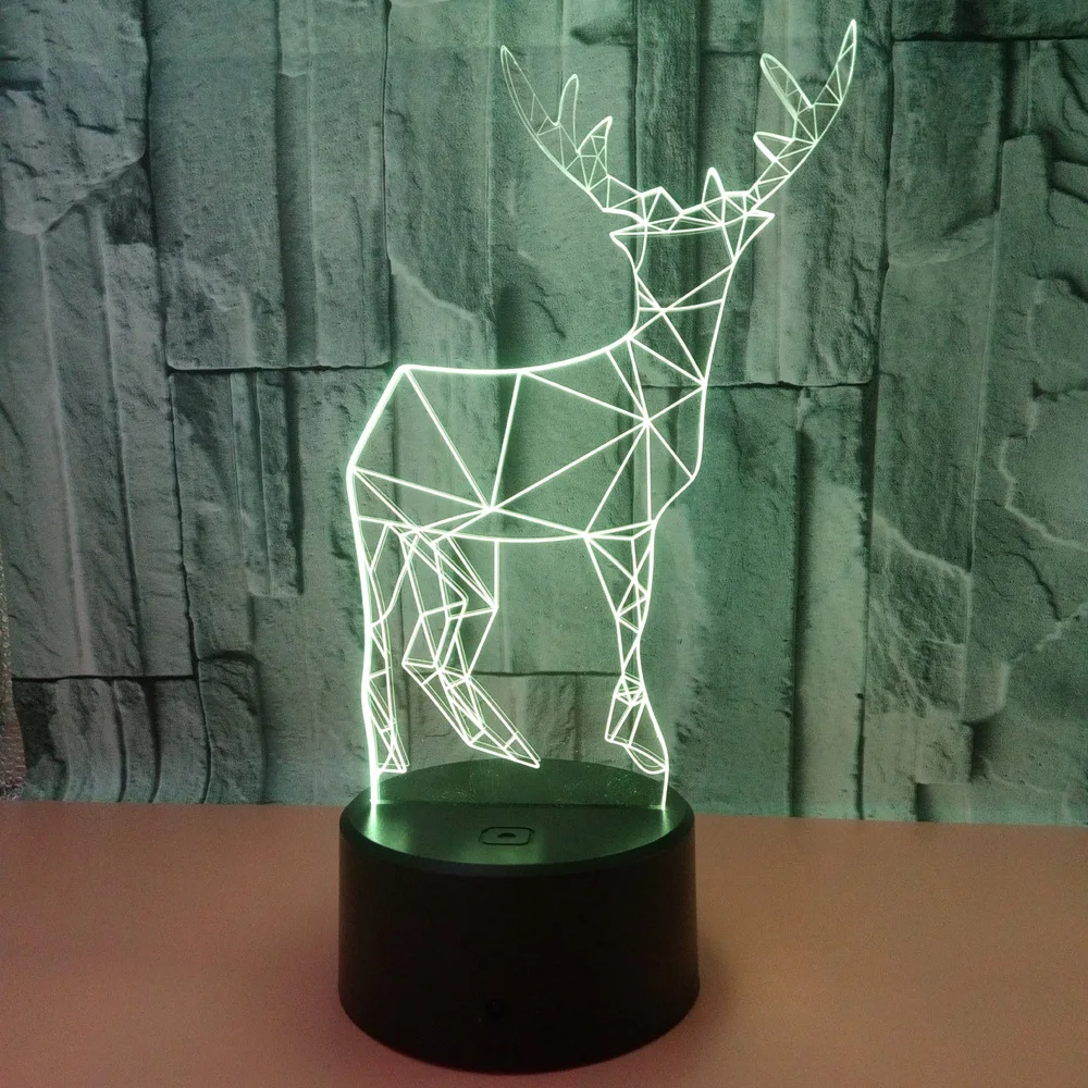 3d лампа с оленем красочная сенсорная светодиодная визуальная креативная