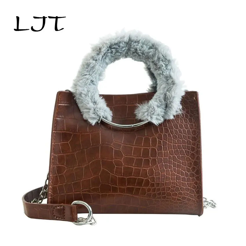 

LJT Female Crocodile Pattern Luxury Handbag Designer Large Capacity Women Pu Leather Shoulder Tote Bags Ring Handle 2pcs/Set