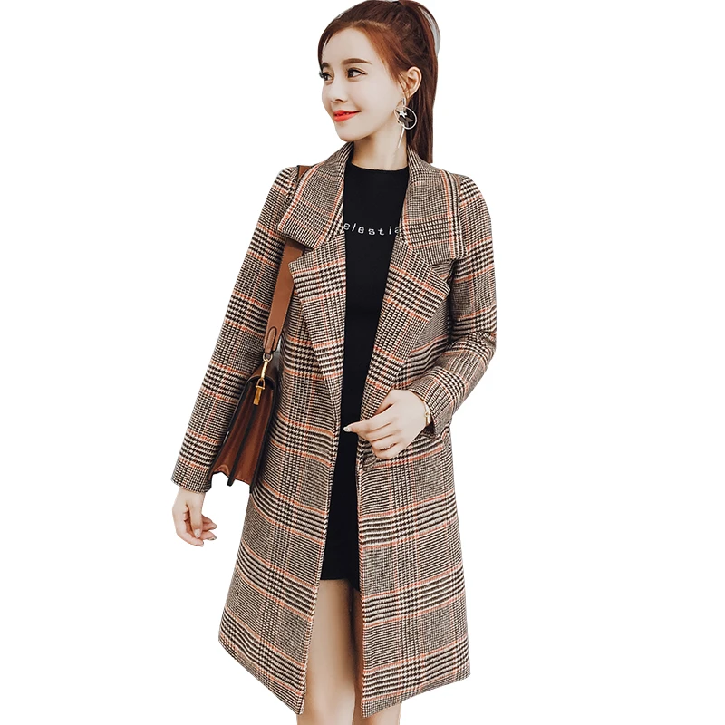 2015 New Fashion Women's Plaid Elbow Patches Slim Blazer