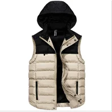 Мужской жилет Зимний хлопковый жилет с капюшоном Теплый жилет с волнами стиль мужской жилет на молнии плюс размер 3XL SHIERXI