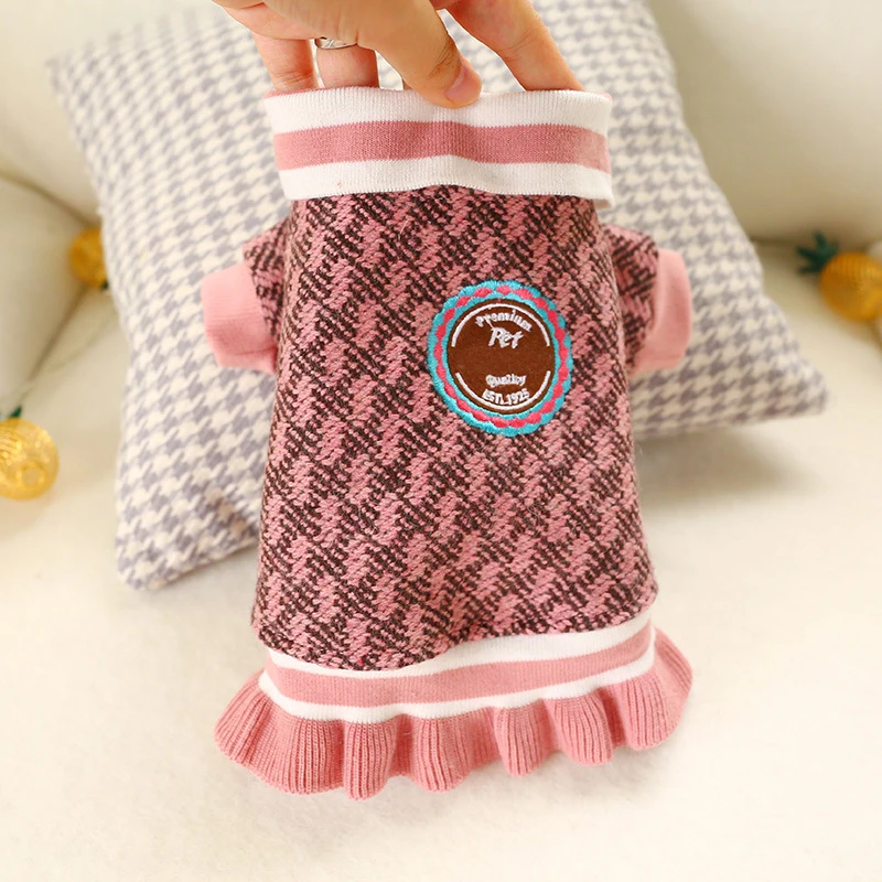 

Sweet Dog Cat School Uniform Winter Warm Pet Dress Clothes for Small Dogs Chihuahua Yorkies Sweatshirt Puppy Skirt Pets Clothing